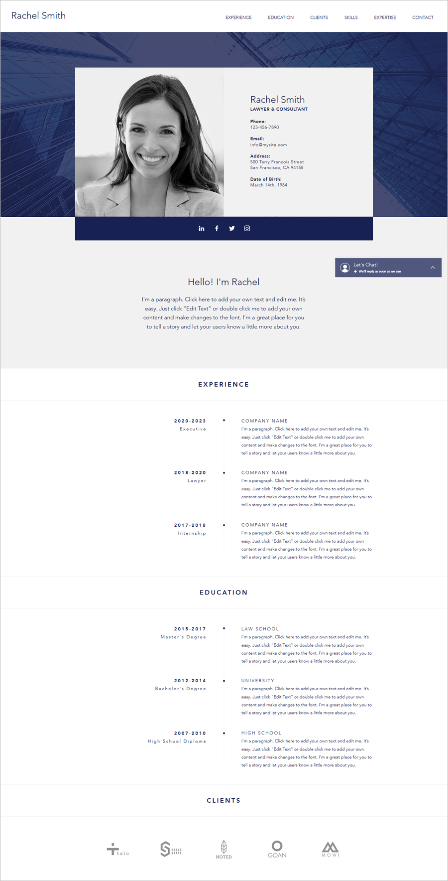 Cv Website Template Free Printable Templates