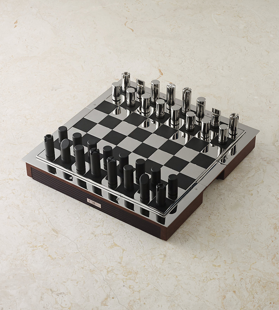 mid century modern chess set aluminum