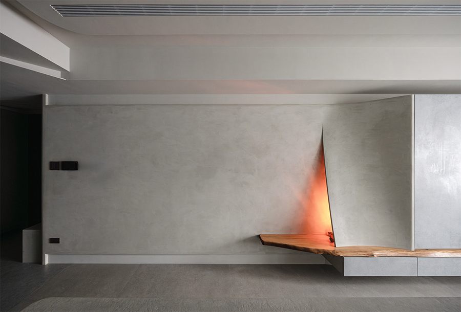 Minimalist and Creative Faux Fireplace by Wei Feng Design Studio