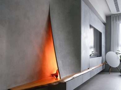 Minimalist and Creative Faux Fireplace by Wei Feng Design Studio