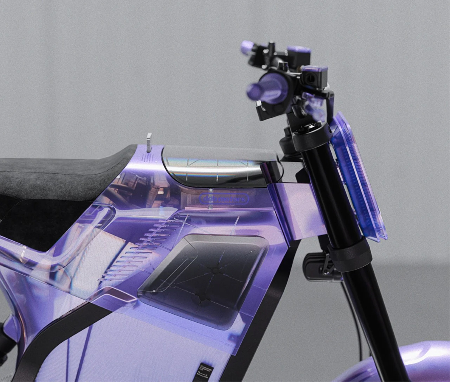 Rediscover the 90s with DAB Motors' Transparent Electric Motorcycle