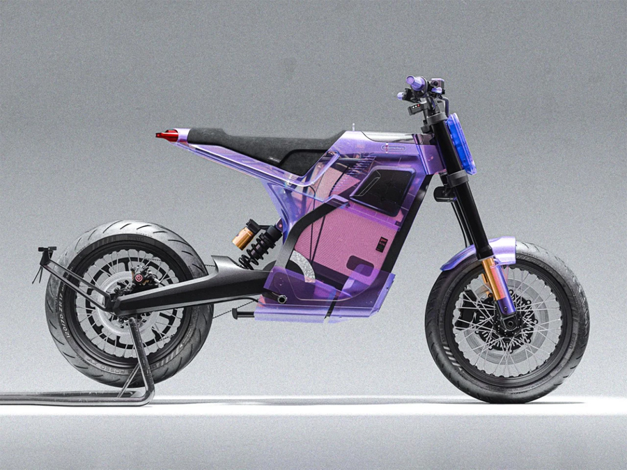 Rediscover the 90s with DAB Motors' Transparent Electric Motorcycle