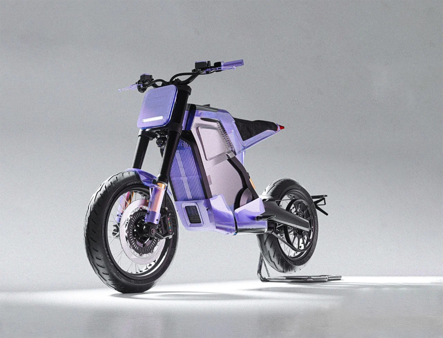 Rediscover the 90s with DAB Motors' Transparent Electric Motorcycle