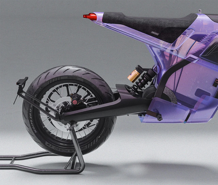 Rediscover the 90s with DAB Motors' Transparent Electric Motorcycle