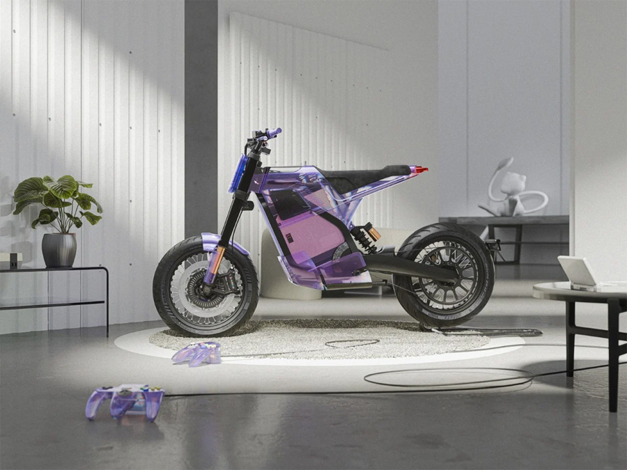 Rediscover the 90s with DAB Motors' Transparent Electric Motorcycle