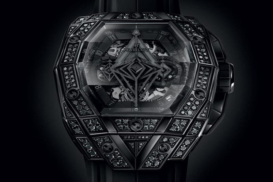 Spirit of Big Bang Sang Bleu All Black Pavé by Hublot