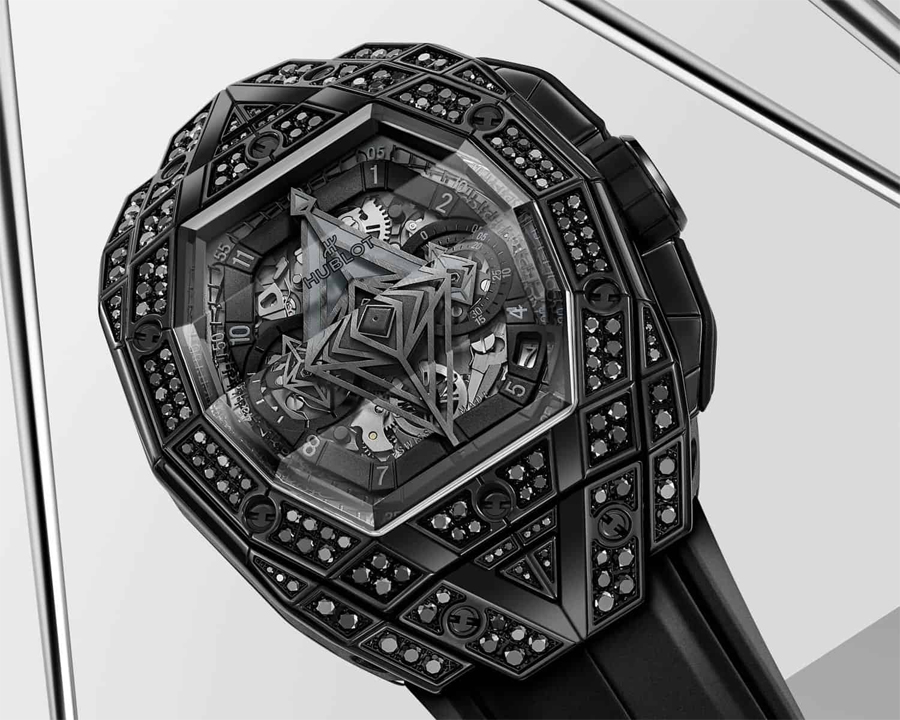 Spirit of Big Bang Sang Bleu All Black Pavé by Hublot